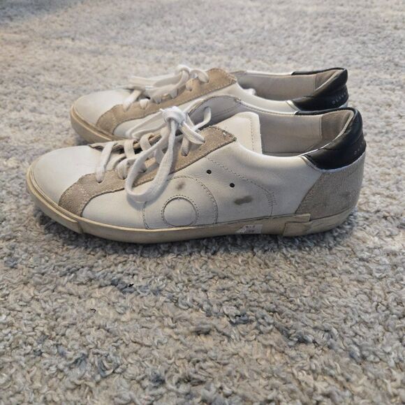 Oliver Cabell Womens EU 38 US 8 Low 1 Distressed White Leather Black Gold Italy - Picture 1 of 11